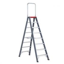 Trittleiter Falco, Beidseitig Begehbar, 8 Stufen, Schwarz, Aluminium,