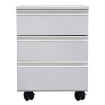 Rollcontainer mit 3 Schubladen – 835 mm Breite, Weiß, Melamin/Metall – 720 mm Höhe, 25 kg Belastung, 3 Jahre Garantie