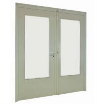 Doppelte Flügeltür, Verglast, Melaminbeschichtet, H. 25 30 Mm, Weiß, - Manutan