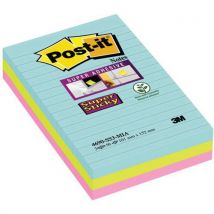 3 Blocs Super Sticky Post-it Lignées 101 X 152 Assortis,