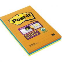 3 Blocs Super Sticky Post-it Grand Format 101x152 Assortis,