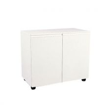 Caisson à tiroirs mobile Blanc - 2 portes 1 tablette - 83.5 cm largeur - Charge 25kg - Mélaminé métal