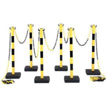 6 Pièces Poteau Avec Socle A Lester + 12m Chaine 8mm Jaune/noir,