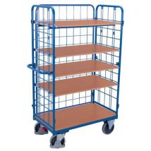 Variofit - Ergonomischer Hoher Gitterwagen Mit 5 Holzplatten - Tragkraft 500 Kg