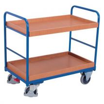 Variofit - Chariot Ergonomique 2 Plateaux Bois - Barres Verticales- Capacité 250 Kg