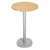Guéridon Mange-debout Base Carrée - New Line - Hêtre/alu, - Manutan