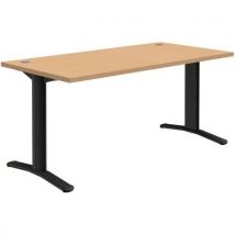 Quadrifoglio - Bureau Droit Pure - Chêne/gris Foncé - Piétements Ajustables