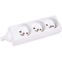 Multiprise 3 Prises Sans Interrupteur Blanche - 1,5 M,