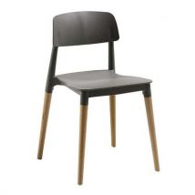 2 Pièces Chaises Glamwood Pied Hêtre Assise Noire,