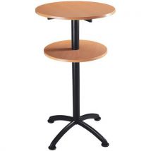 Gueridon Haut Hetre 2 Plateaux Pietement Noir Diam Sup 60, - Manutan