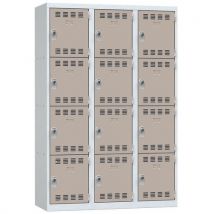 Vestiaire 3 Colonnes 400mm 4 Cases Moraillon Taupe,