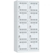 Vestiaire 2 Colonnes 400mm 5 Cases Moraillon Gris,