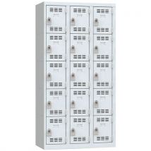 Vestiaire 3 Colonnes 300mm 5 Cases Moraillon Gris,