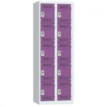Vestiaire 2 Colonnes 300mm 5 Cases Moraillon Prune,