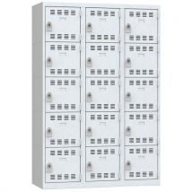 Vestiaire 3 Colonnes 400mm 5 Cases Moraillon Gris,