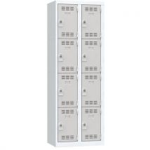 Vestiaire 2 Colonnes 300mm 4 Cases Moraillon Gris,