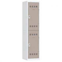 Vestiaire 1 Colonne 400mm 2 Cases Moraillon Taupe,