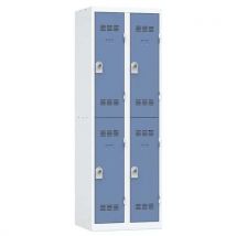 Vestiaire 2 Colonnes 300mm 2 Cases Moraillon Bleu,