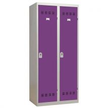 Vestiaire Industrie Sale 2 Colonnes 400mm Moraillon Prune,