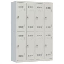 Vestiaire 4 Colonnes 300mm 2 Cases Moraillon Gris,