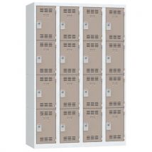 Vestiaire 4 Colonnes 300mm 4 Cases Clés Taupe,