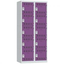 Vestiaire 2 Colonnes 400mm 5 Cases Clés Prune,