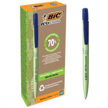 12 Pièces Lot De 12 Stylos Bic Media Clic Biobased Pointe Moyenne Bleu,