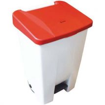 Poubelle Mobile À Pédale 80 L Blanc / Rouge - Manutan,