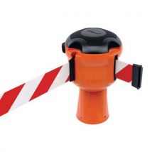 Skipper Retractable Barrier With Red/white Chevron Tape,