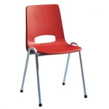 Chaise 4p Gris Clair Coque Rouge,