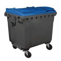 Abfallcontainer Mit 4 Rädern - 1100 L - Mobil Plastic - Graues Gehäuse Und Blauer Deckel,