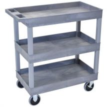 Chariot Plastique Gris 3 Plateaux Avec Rebord H95 Cm 230 Kg,