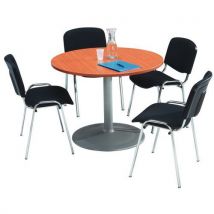 Tisch Mit Mittelfuß, Dm.: 100 + 4 Stühle, Schwarz/chrom,