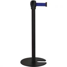 Poteau Noir Sangle Bleu 5m Base Emboîtable Noir,