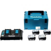 Makita - Pack Énergie 18v (4 Batteries + 1 Chargeur) Avec Coffret,