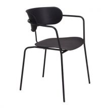 4 Stücke Bistro-stuhl - Schwarzer Fuß/schwarze Sitzfläche,