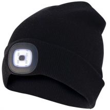 Bonnet Avec Lampe Frontale Led Intégrée - Noir,