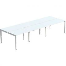 Gerader Tisch Bench 80x1460 Cm Fuß Weiß Platte Weiß 6 Pers.,