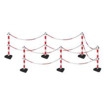 Manutan Expert - Set 6 Poteaux Rouge/Blanc avec Chaînes - 90cm PVC - Intérieur/Extérieur - Entrepôt