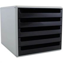 Module De Classement Avec 5 Tiroirs Eco Desk Noir Gris -sign,