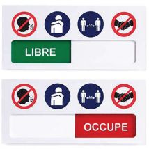 Plaque De Porte Libre-occupé Avec Logos Gestes Barrière,