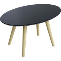 Table Basse Scandi 40x65 Cm Pied Hêtre Plateau Noir,