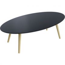 Table Basse Scandi 60x115 Cm Pied Hêtre Plateau Noir,