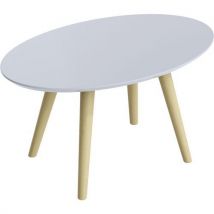 Couchtisch Scandi 40 X 65 Cm Fuß Buche Platte Weiß,