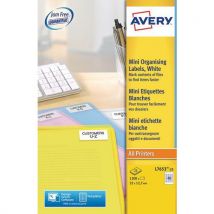 1200 Étiquettes Avery Blanches Laser 22x12,7 Mm,