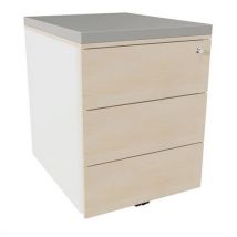 Caisson Mobile 3 Tiroirs Acier Blanc/chêne Naturel/perle,