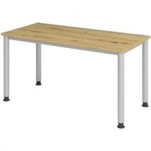 Bureau Droit Pieds Ronds 140 Cm Chêne,