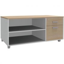 Simmob - Sideb. M. Rollen,2 Schubl,1 F. Hä.-o. 120 X 60 Weiß/eiche H.,