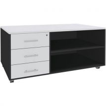 Simmob - Console Mobile 3 Tiroirs 120x60 Blanc/carbone,