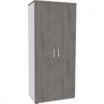 Armoire Haute 180x80 4 Tab. Métal Ds Blanc/chêne Gris,